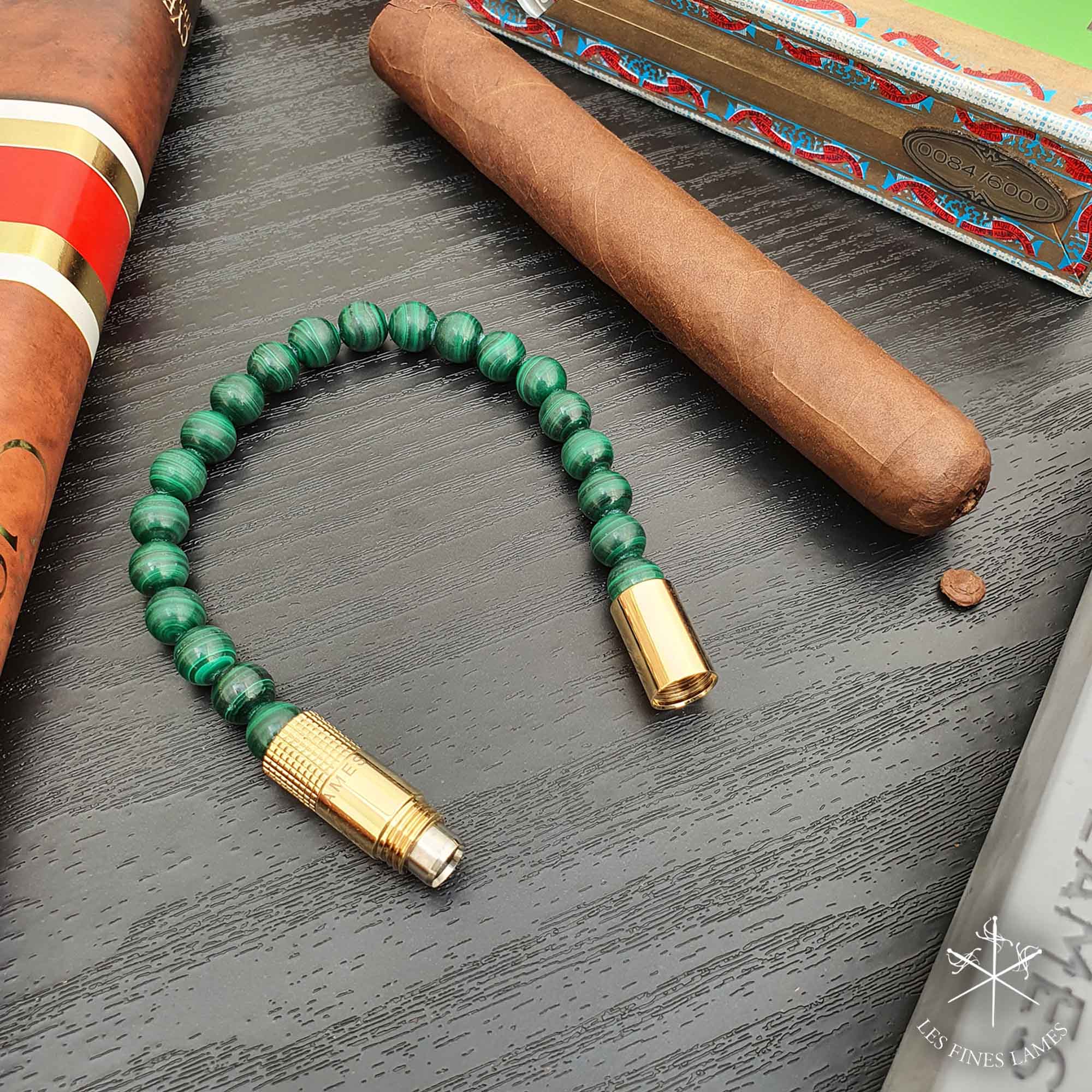 lfl-bracelet-malachite-gold-02 Les Fines Lames Punch Bracelet Solo Gold Malachite