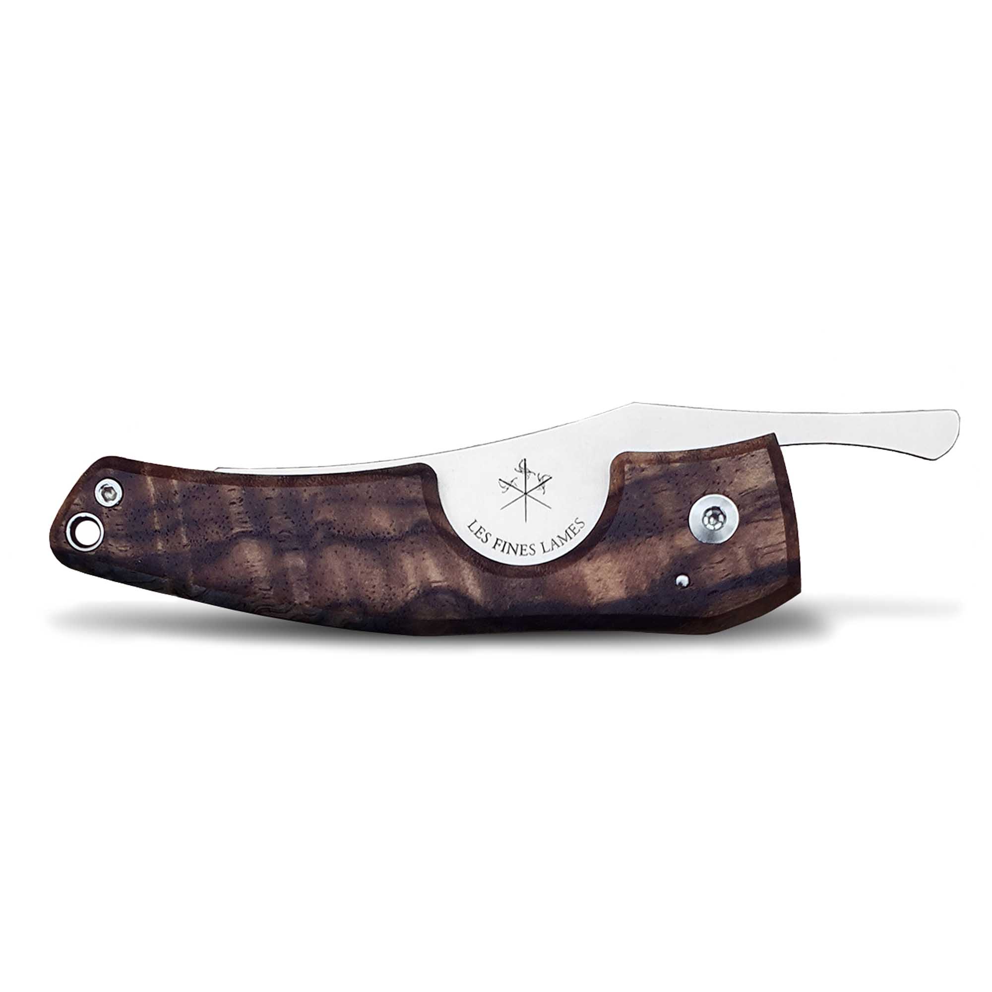 les-fines-lames-le-petite-gunstock-walnut-burl-01 Les Fines Lames Zigarrenmesser Le Petit Gunstock Walnut Burl