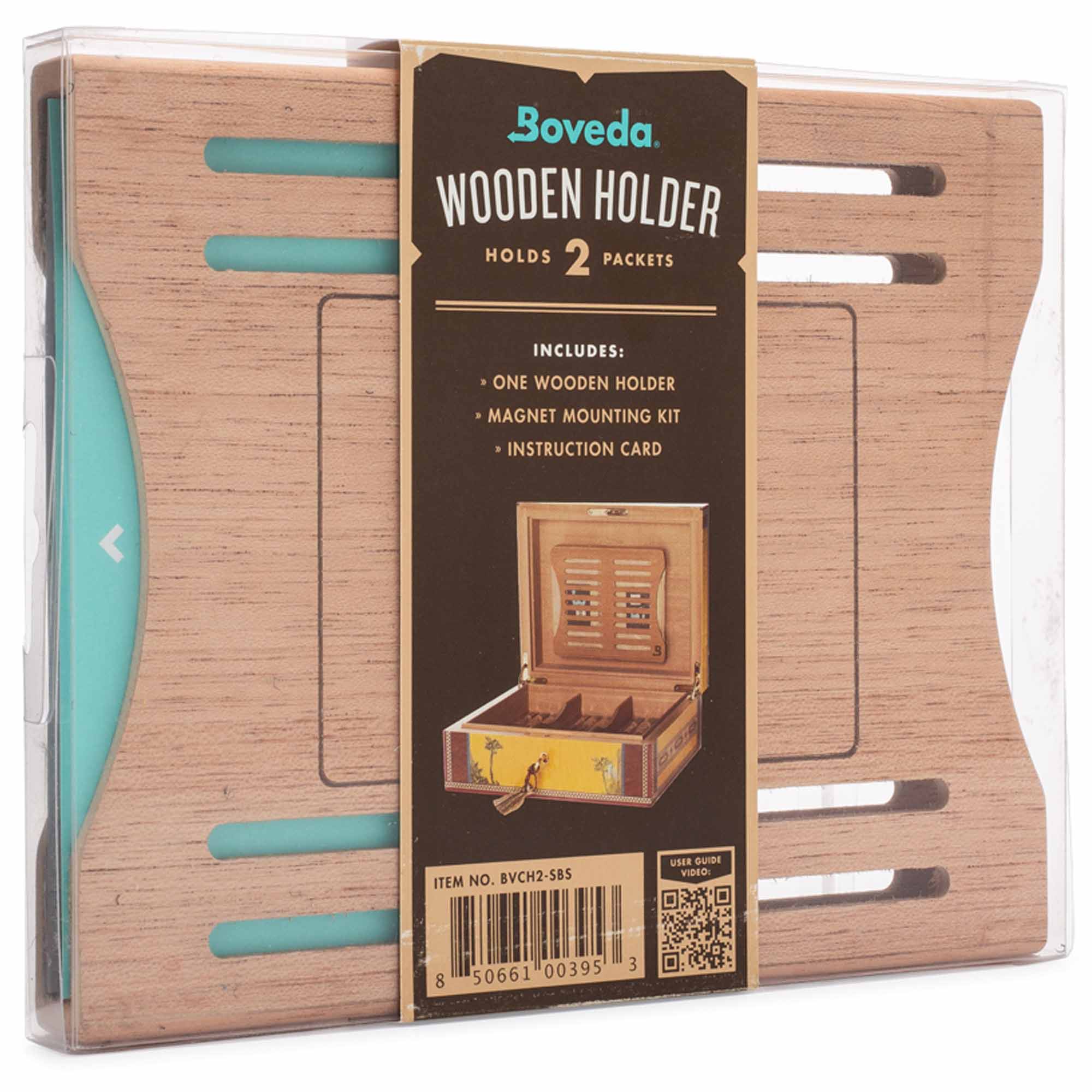 boveda-halterung-holz-2er-BVCH2-SBS-02 Boveda Humidipak 2er Holzhalterung (für 2 Stück 60g Beutel)