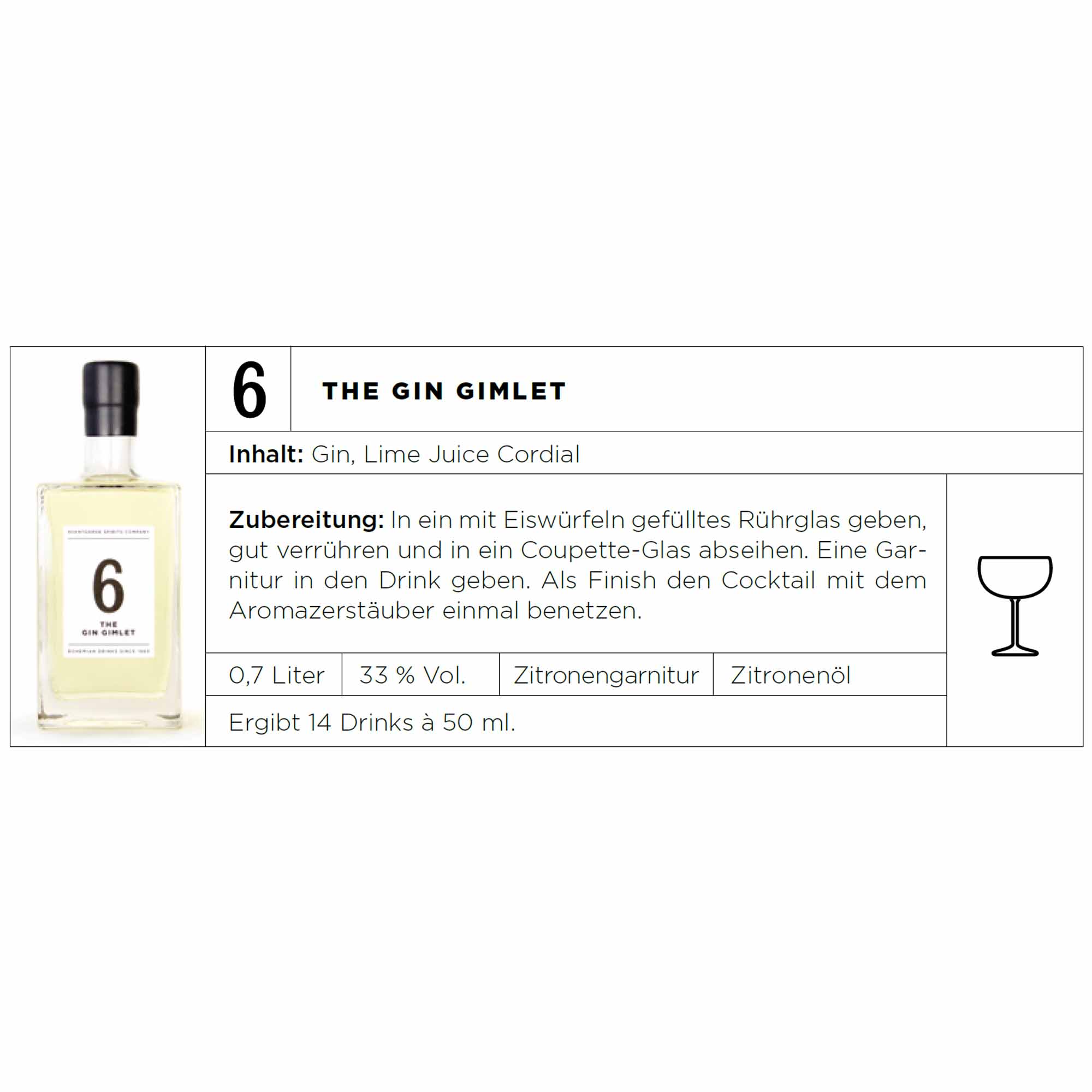 Bohemian No. 6 The Gin Gimlet 33.0% 700ml Bohemian No. 6 The Gin Gimlet 33.0% 700ml